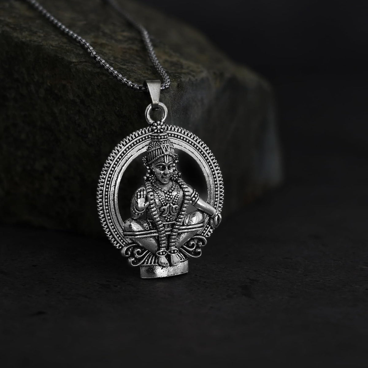 Japam Silver Plated Ayyappa Swamy Locket Necklace