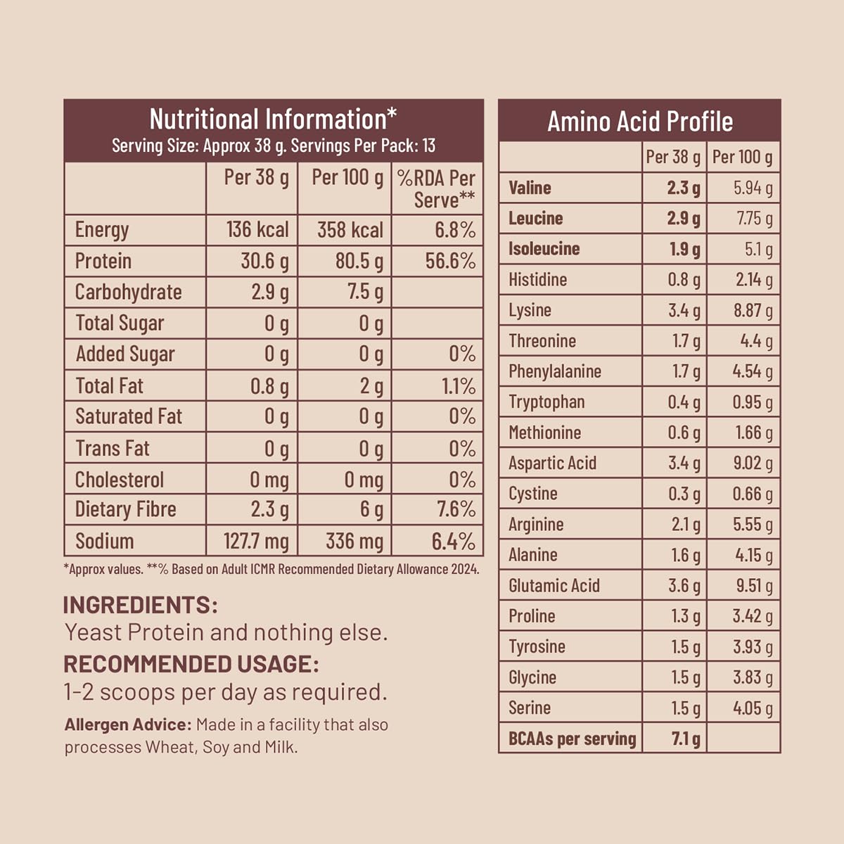 Mille Fermented Yeast Protein Powder | Plant-Based Nutrition (500g)