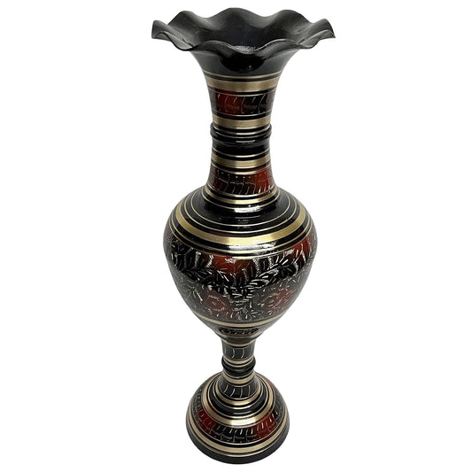 20 Inch Brass Floor Vase with Meenakari Work