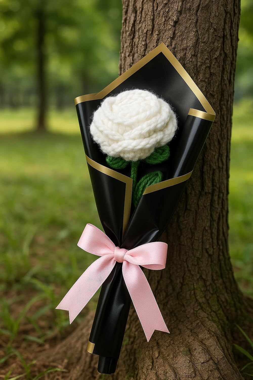 Clapjoy Handmade Crochet Rose Flower – Wool Artificial Flower Gift