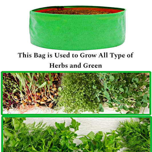 DIYAGREEN HDPE Round Grow Bag for Leafy Vegetables 15 x 6 inch Green Pack of 5