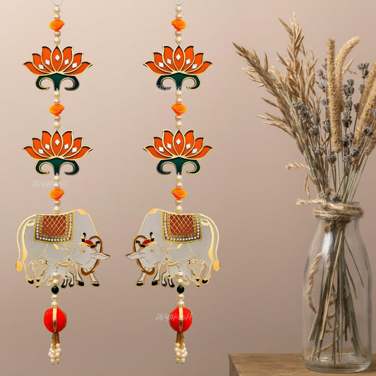 Orange Lotus with Cow Calf Latkan