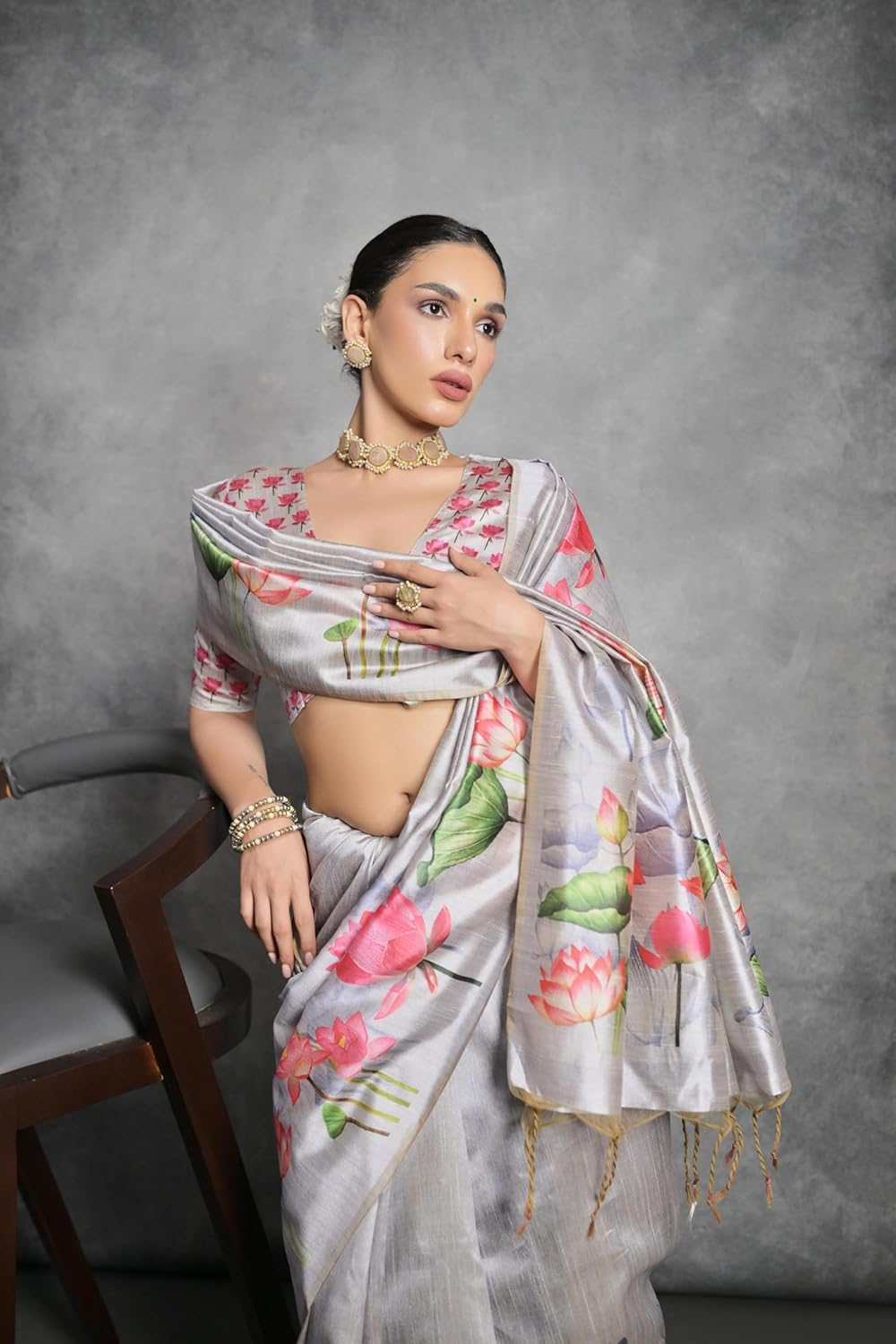 Vasthrlay Tussar Silk Classic Saree with decorative Traditional design