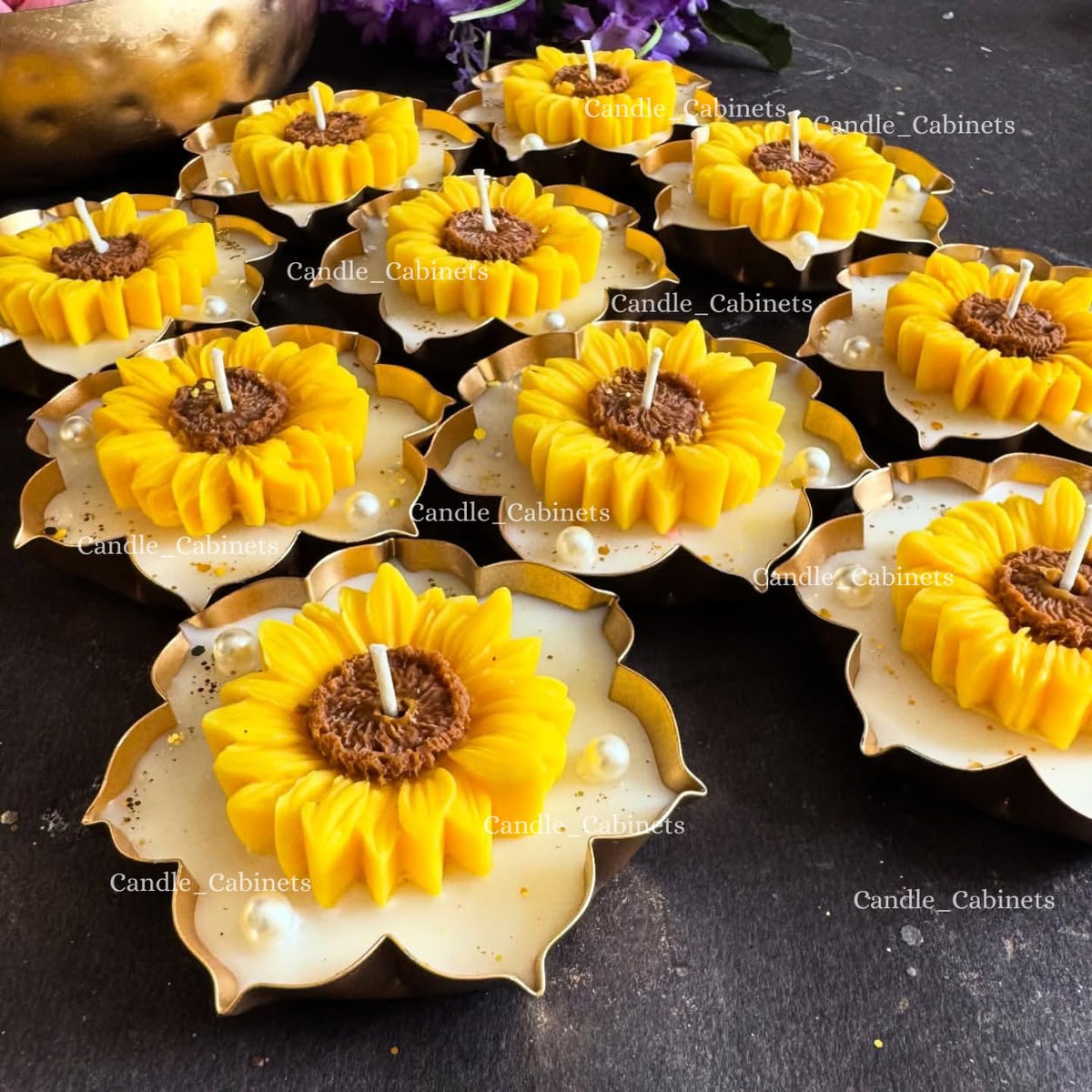 Candle Cabinets Sunflower Urli Scented Candle 3.5 Inch