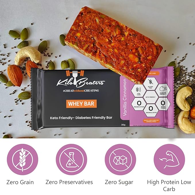 Kilobeaters Vanilla Cinnamon Protein Whey Bars 