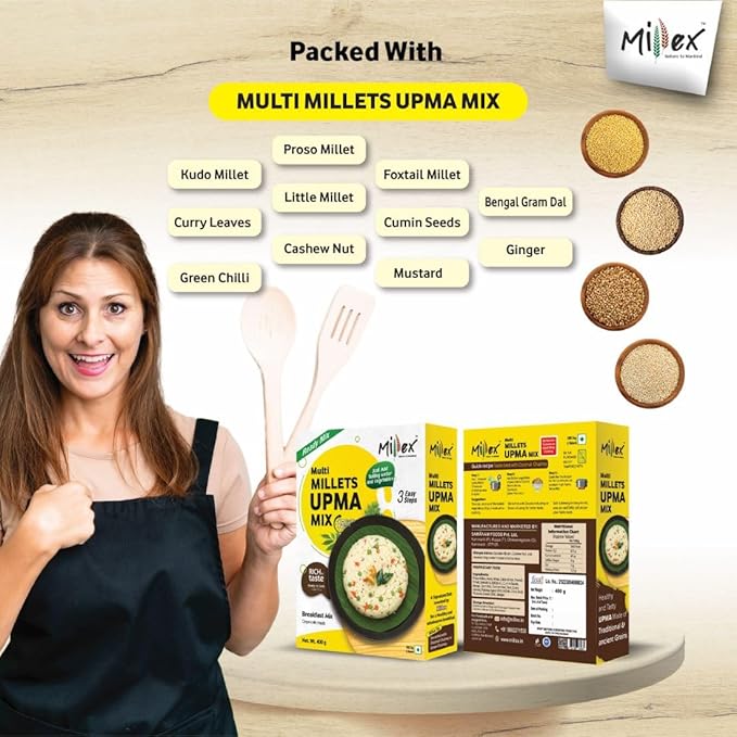 Millex Multi Millets Upma Mix & Millex Millets Rava Idli Instant Mix - PUSHMYCART