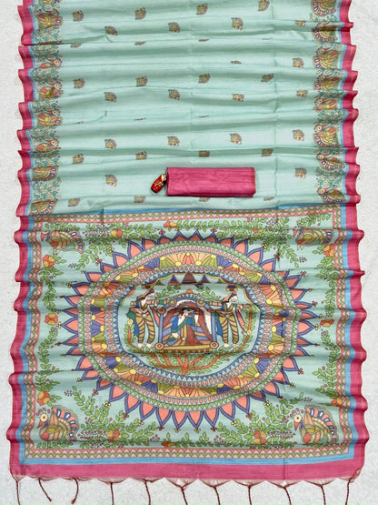 Vasthrlay Classic Tussar Madhubani Saree for festive ethnic occasions