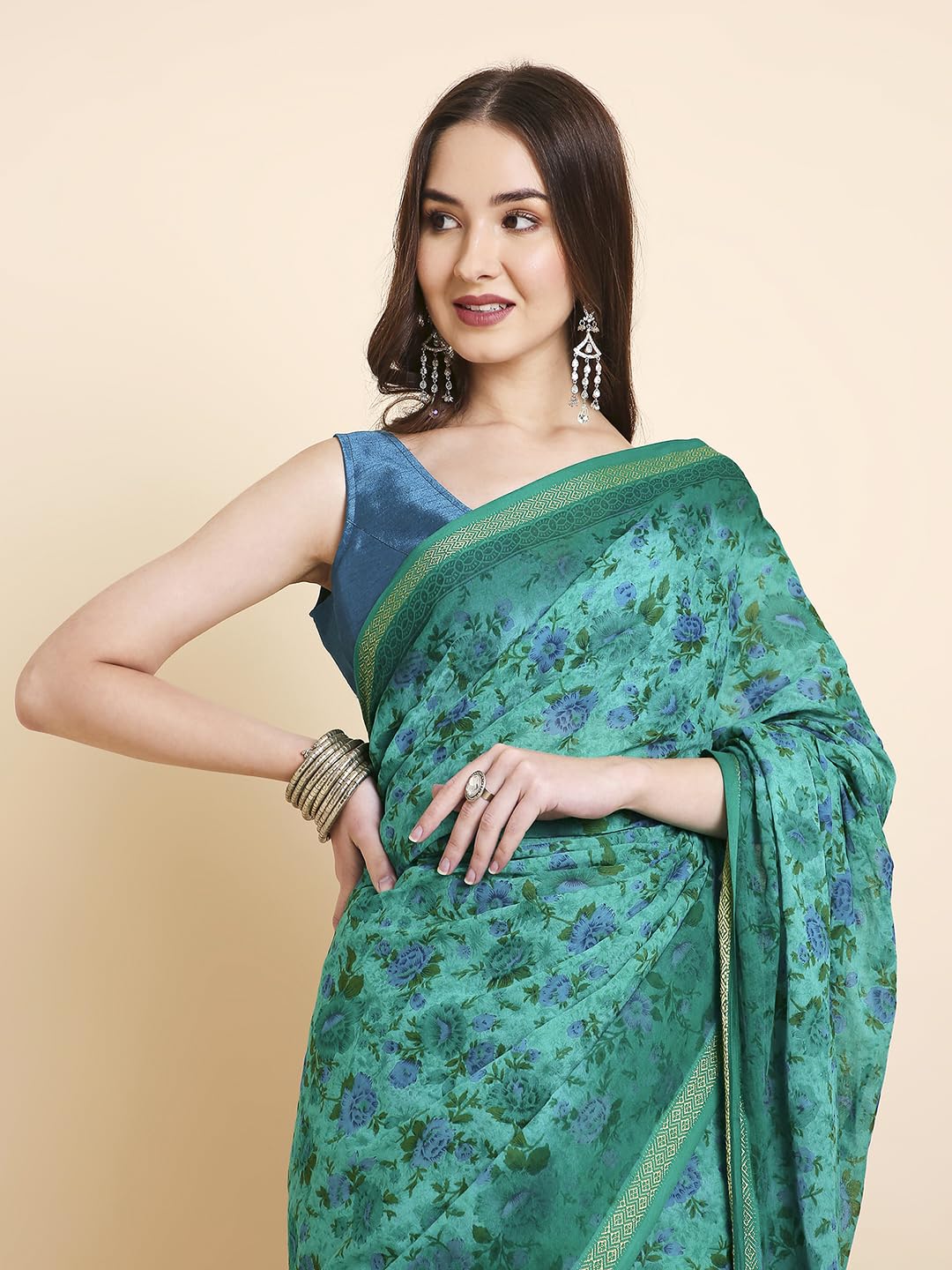 Vasthrlay Blue Traditional Saree for wedding and party wear styling