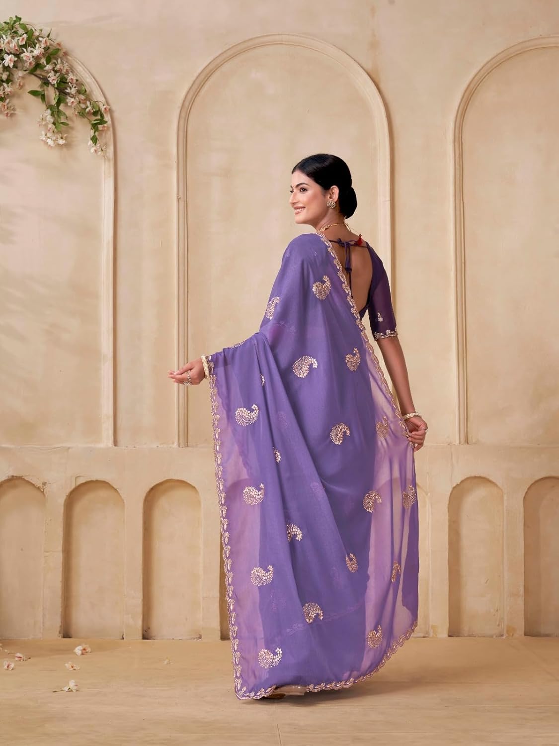 Vasthrlay Classic Embroidery Saree with elegant Georgette styling