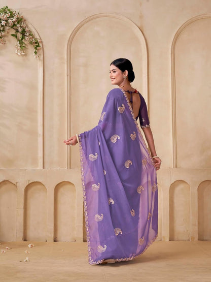 Vasthrlay Classic Embroidery Saree with elegant Georgette styling