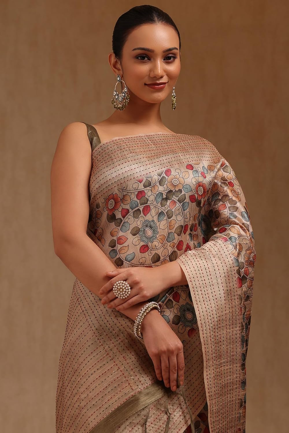 Vasthrlay Classic Kalamkari Saree with elegant Chanderi styling