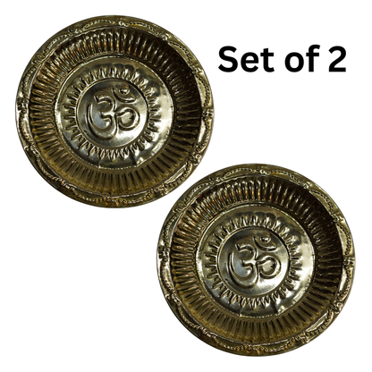 Brass Engraved Om Pooja Thali Plate