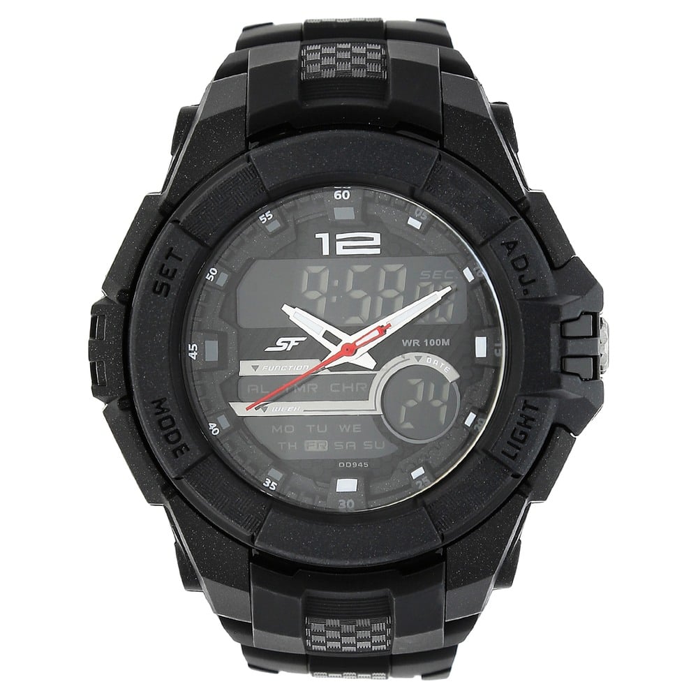 Sonata SF Quartz Analog Digital Black Dial Plastic Strap Watch for Men image 1