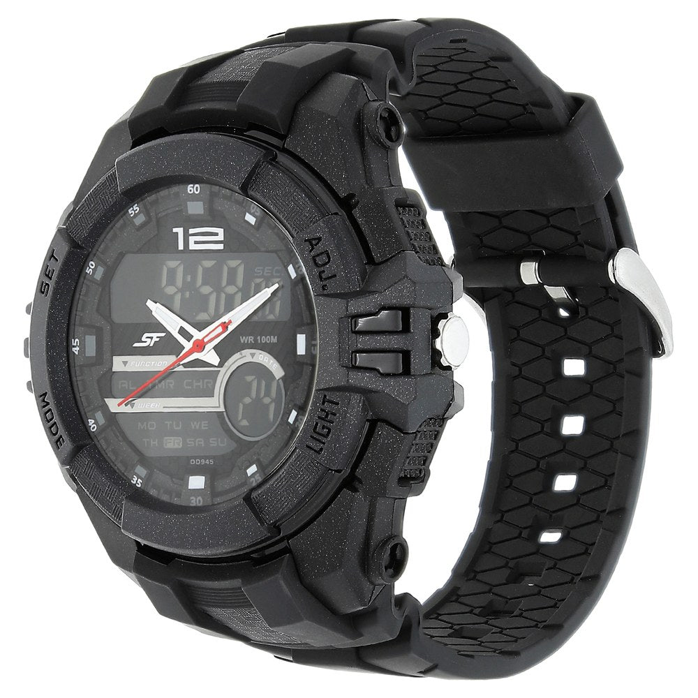 Sonata SF Quartz Analog Digital Black Dial Plastic Strap Watch for Men image 2