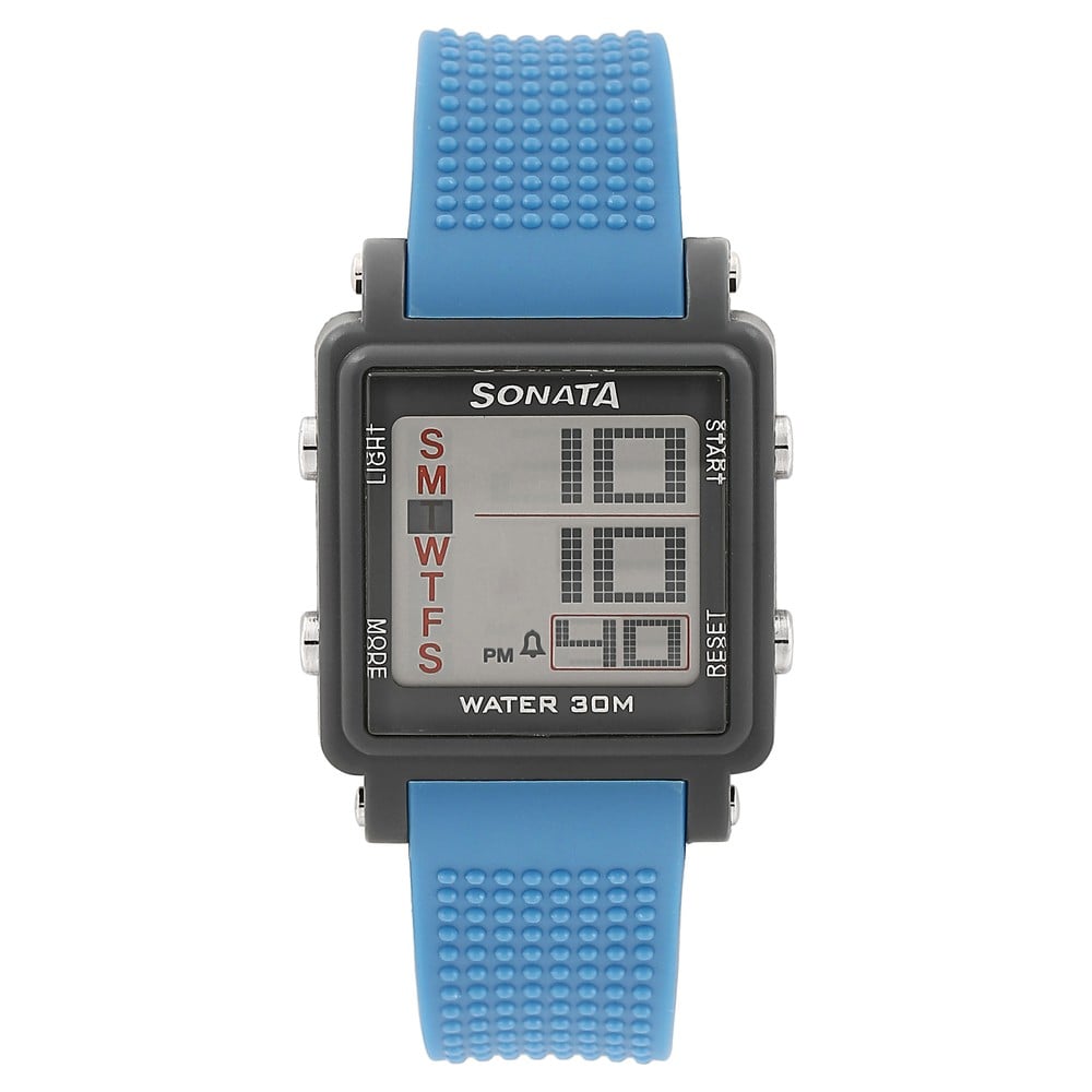 Sonata SF Digital Dial Blue Plastic Strap Watch for Men Style NU77043PP04 image 1
