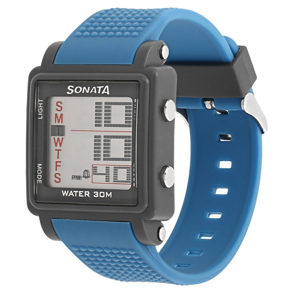 Sonata SF Digital Dial Blue Plastic Strap Watch for Men Style NU77043PP04 image 2