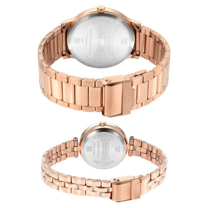 Sonata Quartz Analog Brown Dial Stainless Steel Strap Watch for Couple image 4