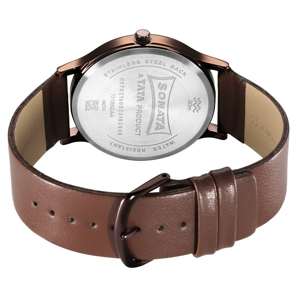 Sonata Aspire Quartz Analog Brown Dial Leather Strap Watch for Men image 4