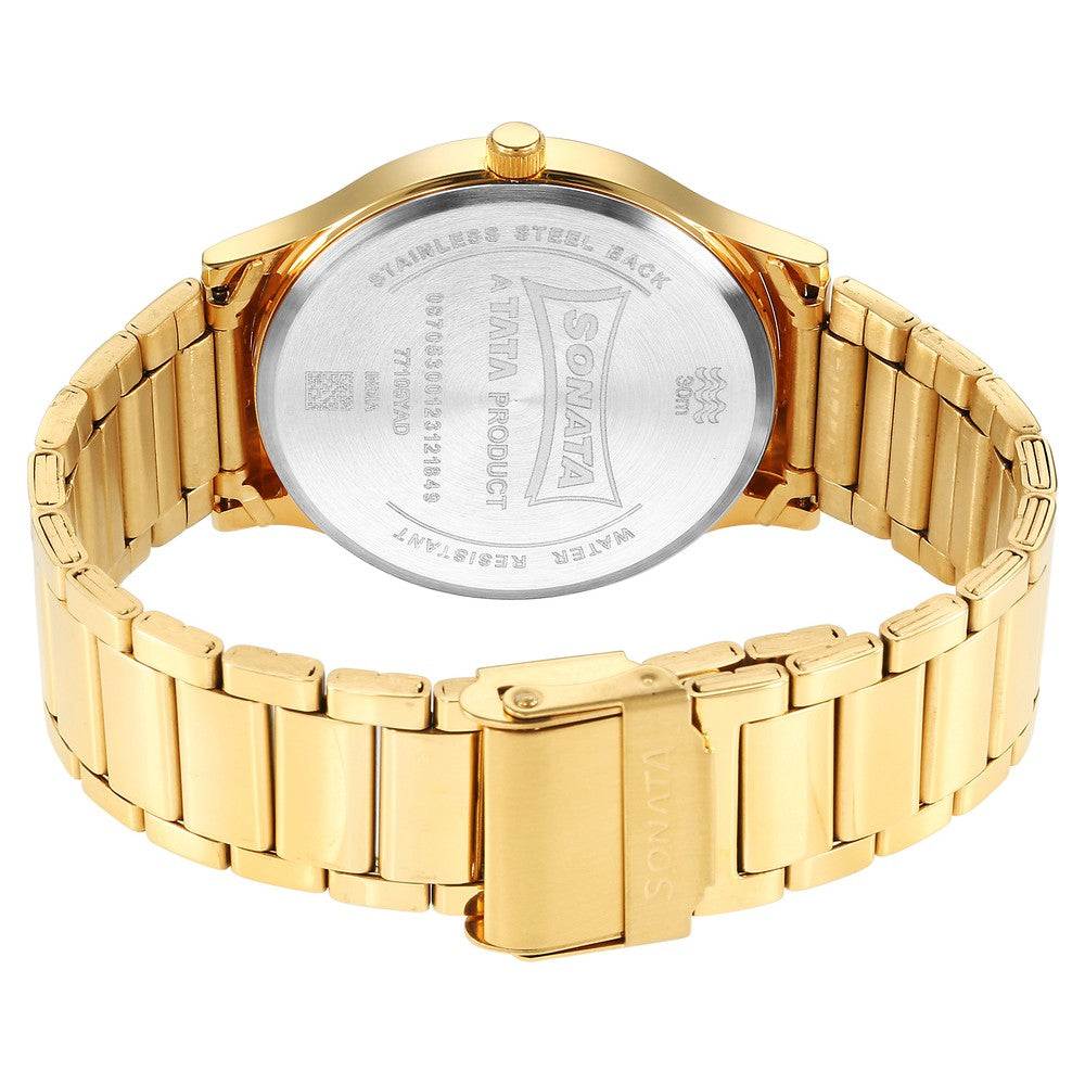 Sonata Quartz Analog with Date Champagne Dial Watch for Men image 4