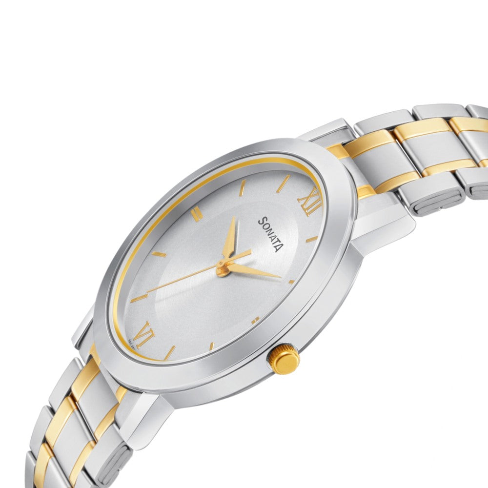 Sonata Quartz Analog with Date Silver Dial Stainless Steel Strap Watch for Men image 3