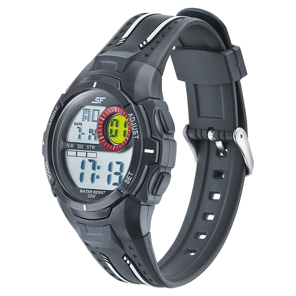 Sonata SF Digital Dial Black PU Strap Watch for Men Style NU77112PP02 image 2