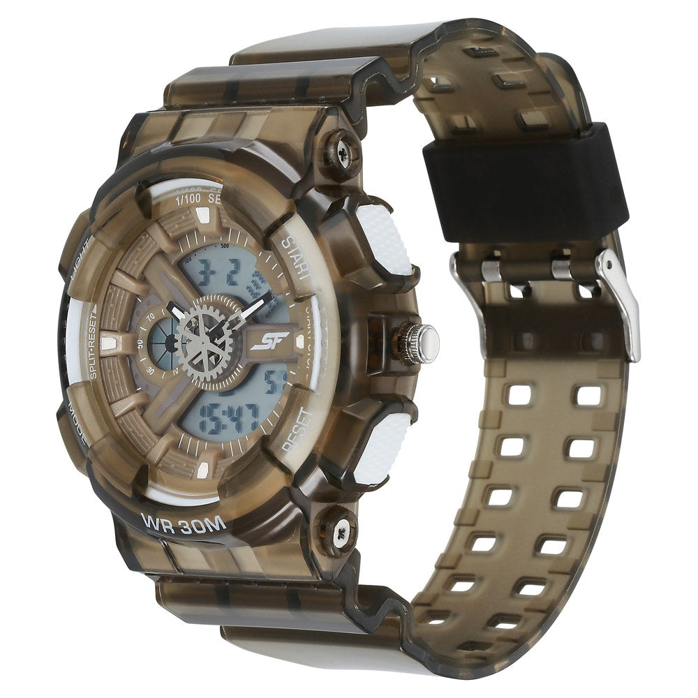 Sonata SF Spectra Quartz Digital Brown Dial Translucent Brown Polyether Strap Watch For Men image 2