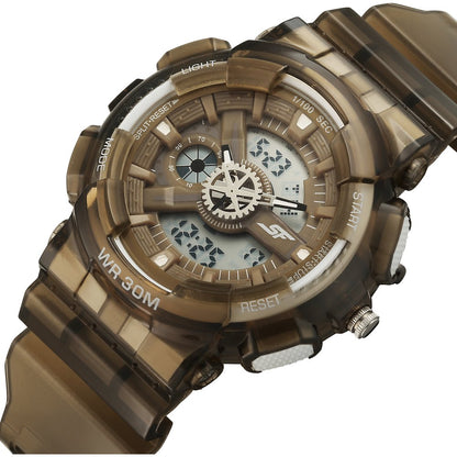 Sonata SF Spectra Quartz Digital Brown Dial Translucent Brown Polyether Strap Watch For Men image 3