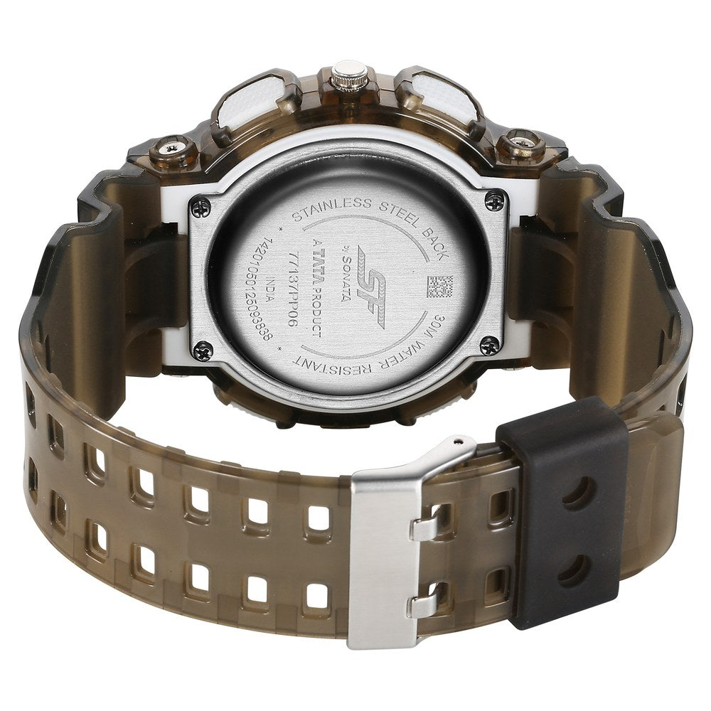 Sonata SF Spectra Quartz Digital Brown Dial Translucent Brown Polyether Strap Watch For Men image 5
