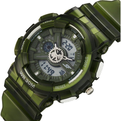 Sonata SF Spectra Quartz Digital Green Dial Translucent Green Polyether Strap Watch For Men image 3