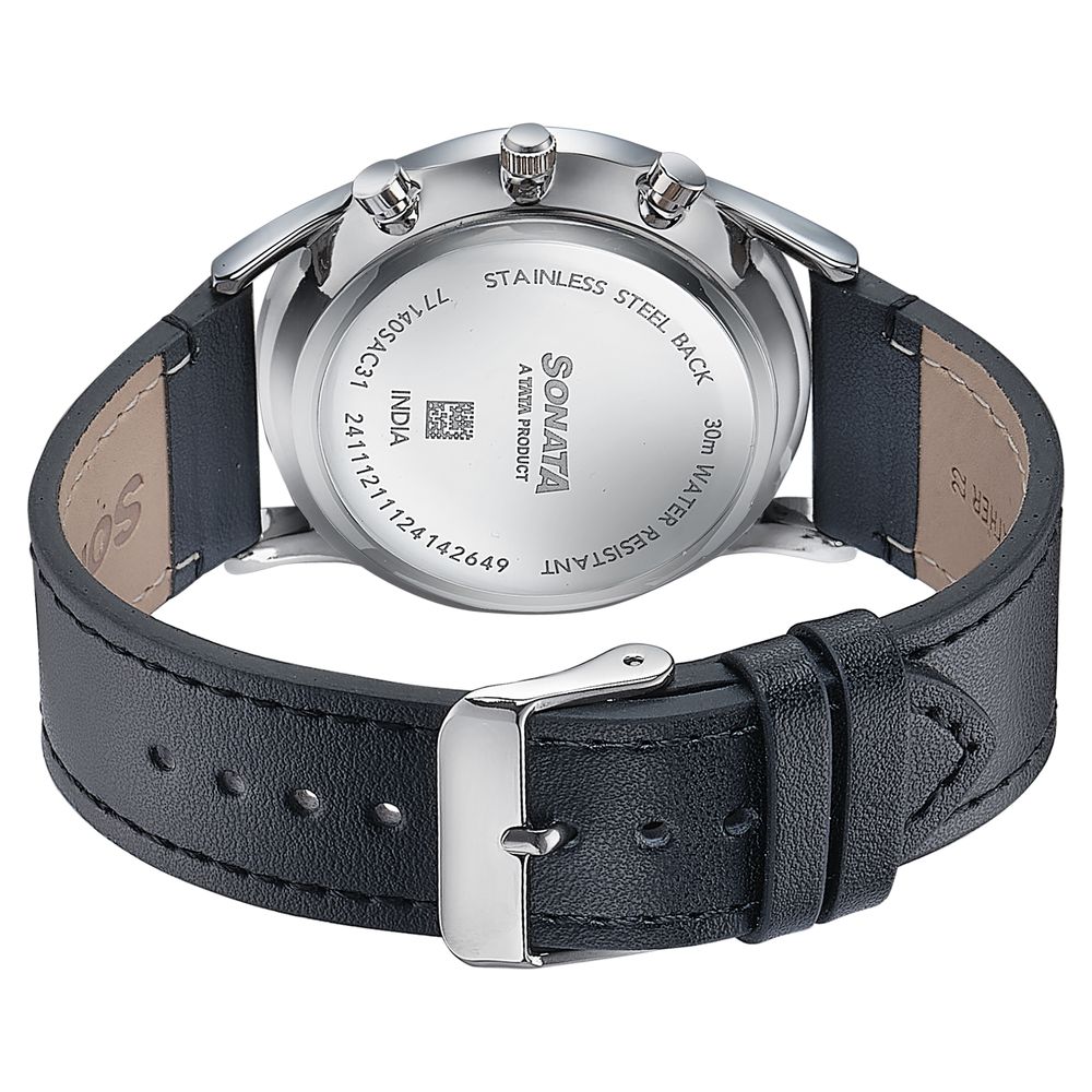 Sonata Wedding Edit Quartz Multifunction Silver Dial Leather Strap Watch For Men image 6