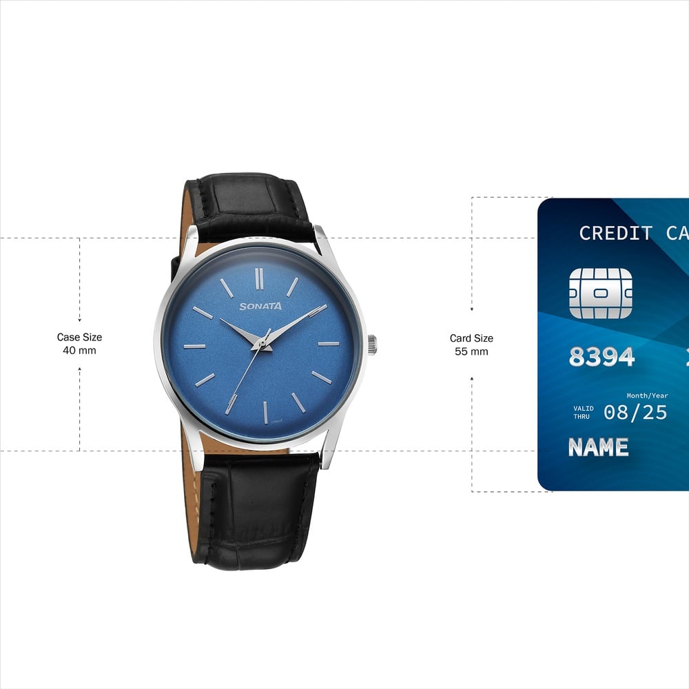 Sonata Eternia Quartz Analog Blue Dial Leather Strap Watch For Men image 4