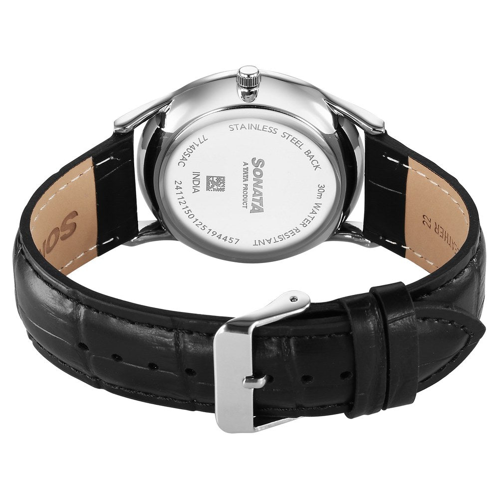 Sonata Eternia Quartz Analog Blue Dial Leather Strap Watch For Men image 5