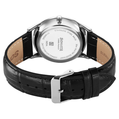Sonata Eternia Quartz Analog Blue Dial Leather Strap Watch For Men image 5