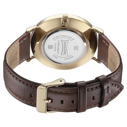 Sonata Quartz Analog White Dial Brown Leather Strap Watch For Men image 6