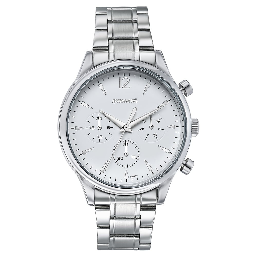 Sonata Wedding Edit Quartz Multifunction Silver Dial Stainless Steel Strap Watch For Men image 1