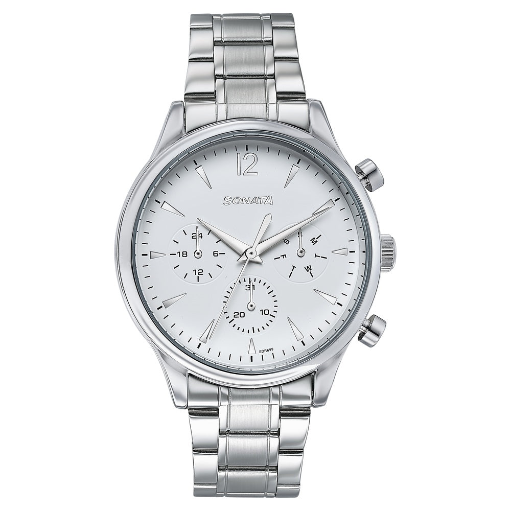 Sonata Wedding Edit Quartz Multifunction Silver Dial Stainless Steel Strap Watch For Men image 2