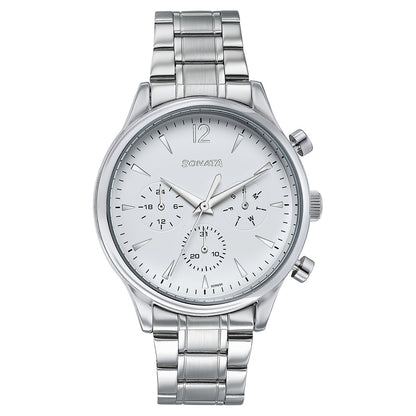 Sonata Wedding Edit Quartz Multifunction Silver Dial Stainless Steel Strap Watch For Men image 2