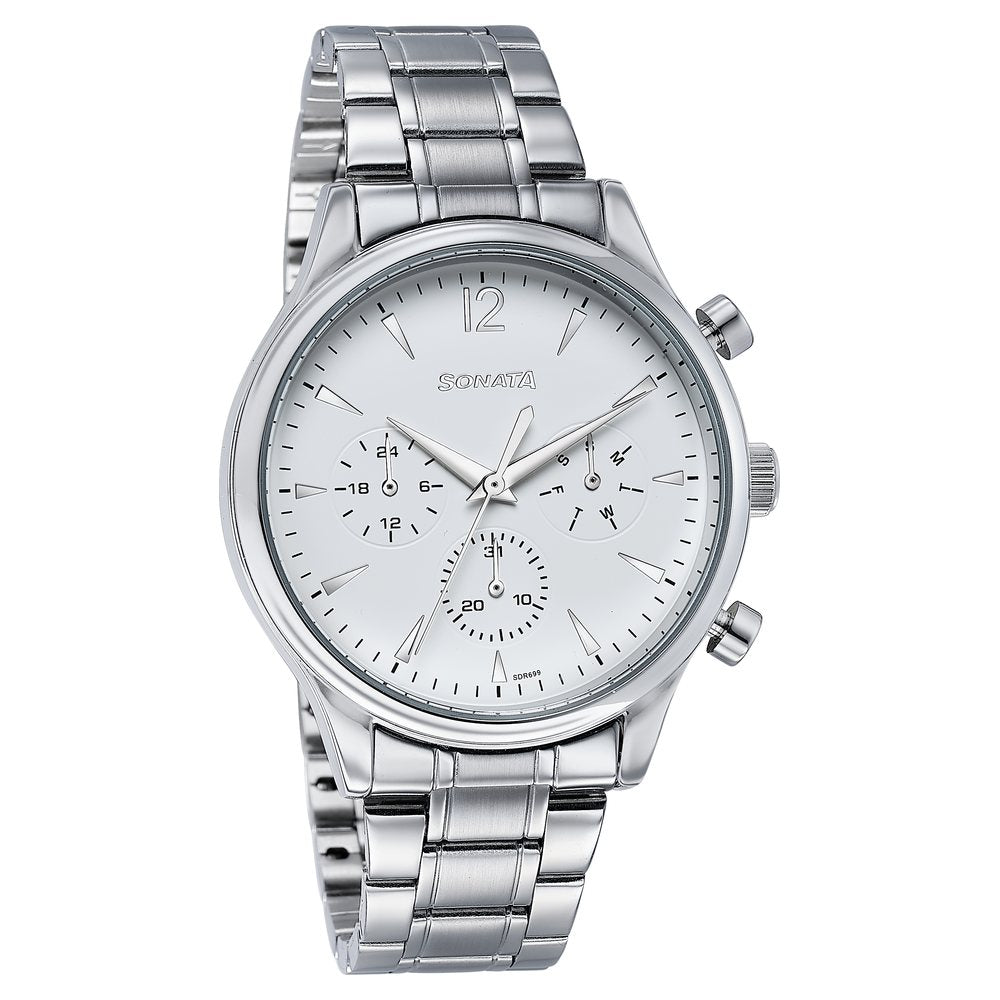 Sonata Wedding Edit Quartz Multifunction Silver Dial Stainless Steel Strap Watch For Men image 3