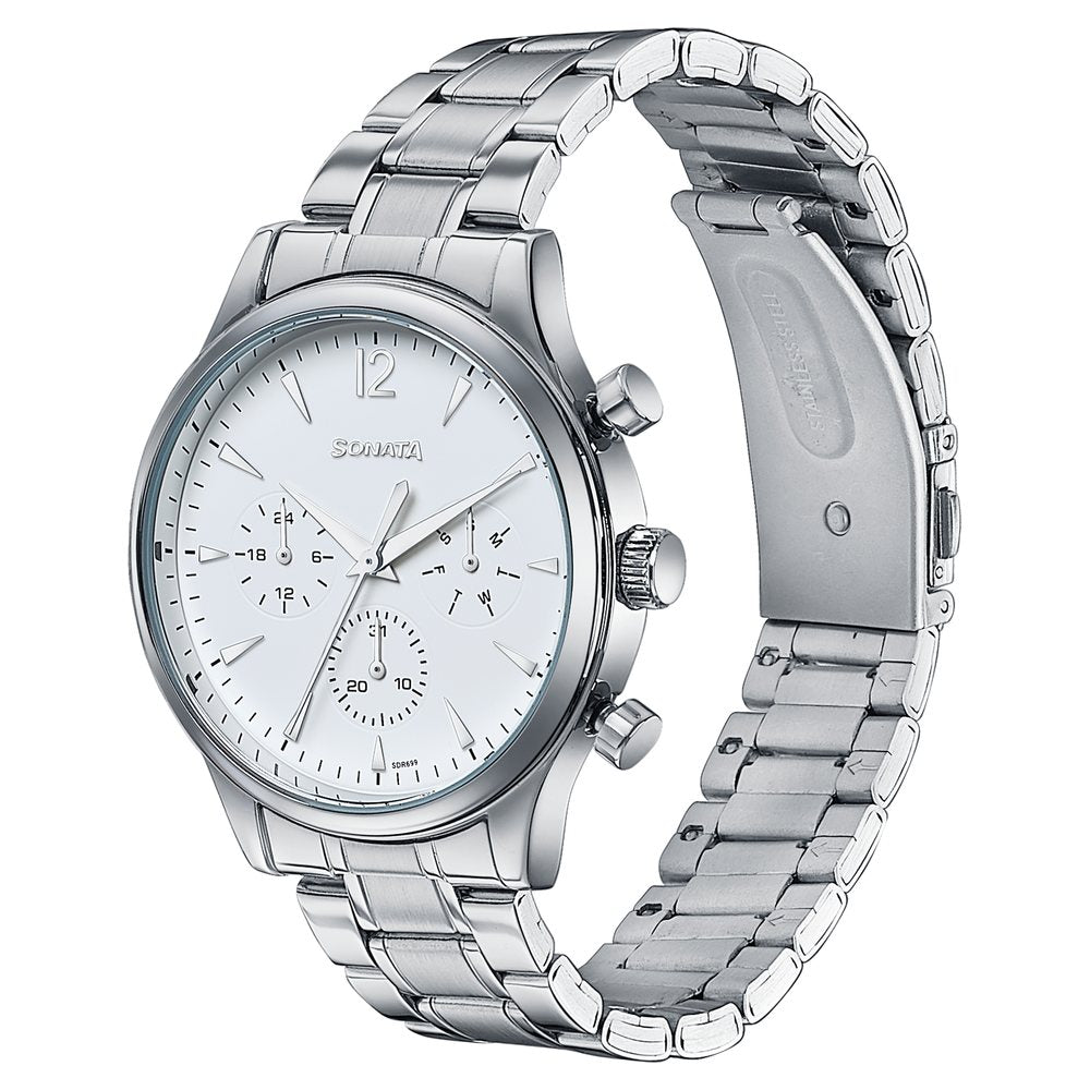 Sonata Wedding Edit Quartz Multifunction Silver Dial Stainless Steel Strap Watch For Men image 4