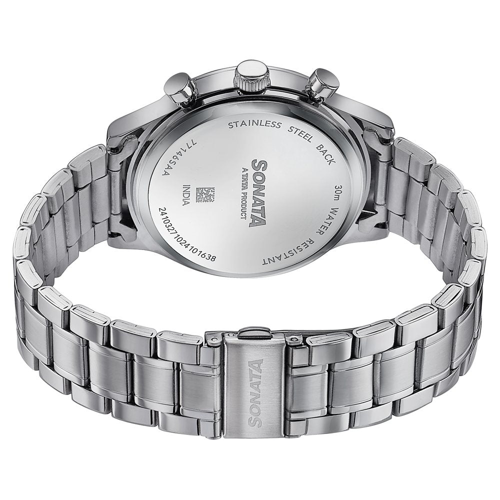 Sonata Wedding Edit Quartz Multifunction Blue Dial Stainless Steel Strap Watch For Men Style NU77146SM02 image 6