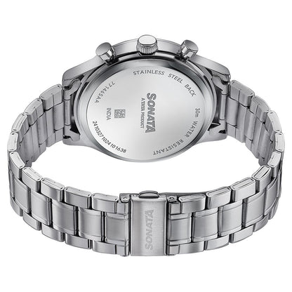 Sonata Wedding Edit Quartz Multifunction Blue Dial Stainless Steel Strap Watch For Men Style NU77146SM02 image 6