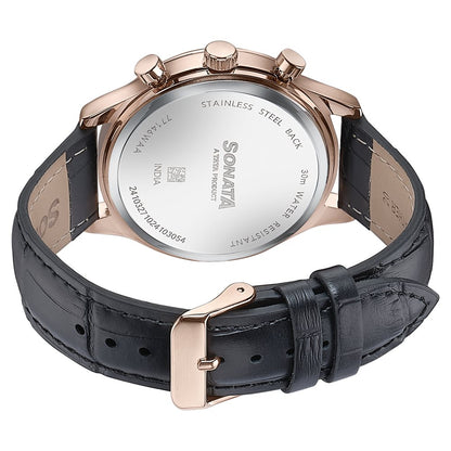 Sonata Wedding Edit Quartz Multifunction Black Dial Leather Strap Watch For Men image 6