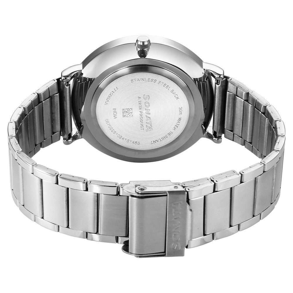 Sonata Ascent Quartz Analog White Dial Stainless Steel Strap Watch For Men image 4