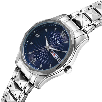 Sonata Wedding Quartz Analog Blue Dial Stainless Steel Strap Watch For Men Style NU77159SM01 image 2