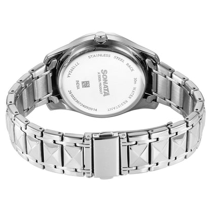 Sonata Wedding Quartz Analog Blue Dial Stainless Steel Strap Watch For Men Style NU77159SM01 image 4