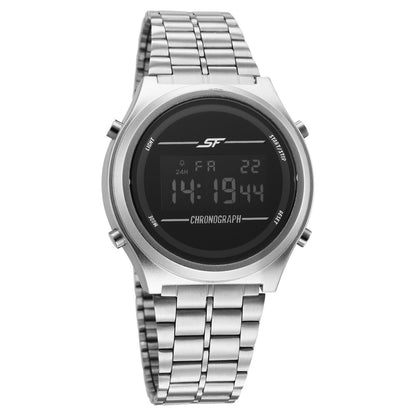 Sonata SF CirQle Digital Dial Silver Stainless Steel Strap Watch For Men image 1