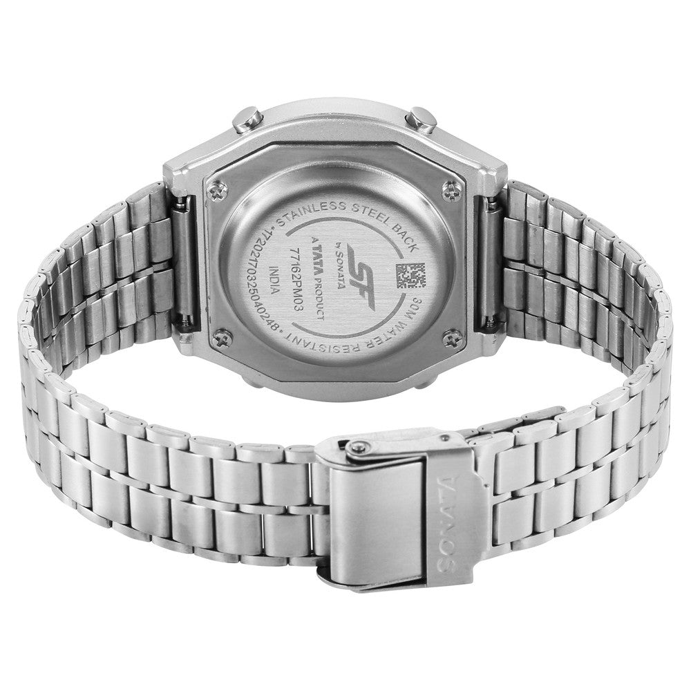 Sonata SF CirQle Digital Dial Silver Stainless Steel Strap Watch For Men image 5