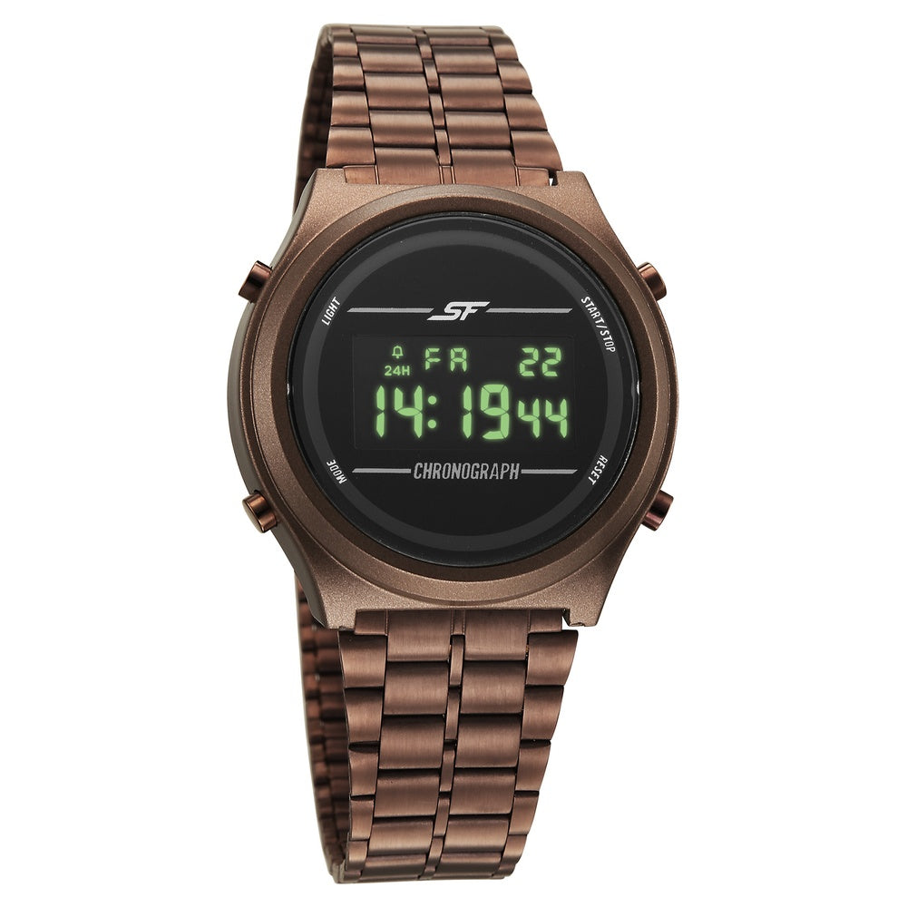 Sonata SF CirQle Digital Dial Brown Stainless Steel Strap Watch For Men image 2