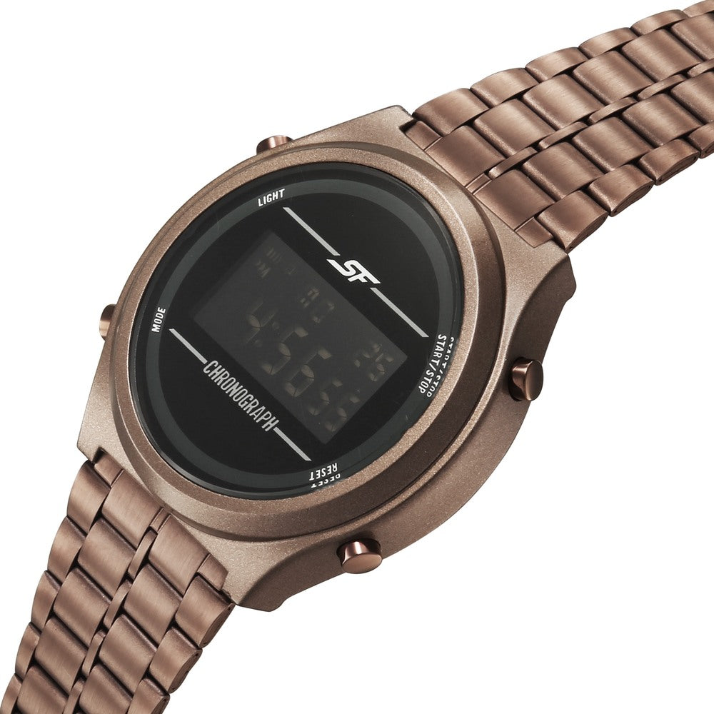 Sonata SF CirQle Digital Dial Brown Stainless Steel Strap Watch For Men image 4