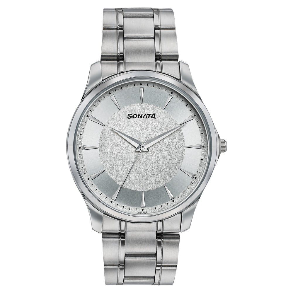 Sonata Traditional Essentials Silver Dial Stainless Steel Strap Watch image 1